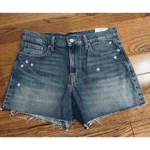 Lucky Brand 90s Midi Shorts 8/29 Embroidered Stars Denim Mid Rise Cut Offs NEW